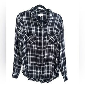 Lucky brand Black and White Plaid flannel Button-Up Shirt